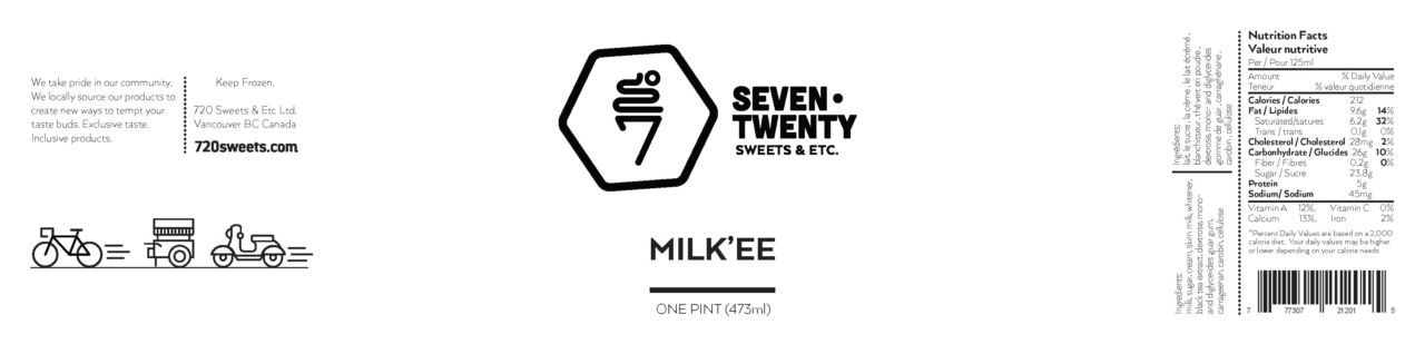 720 Sweets Ice Cream Pint Label